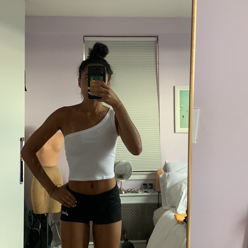 Asymmetrical Cropped Ribbed Tank Top